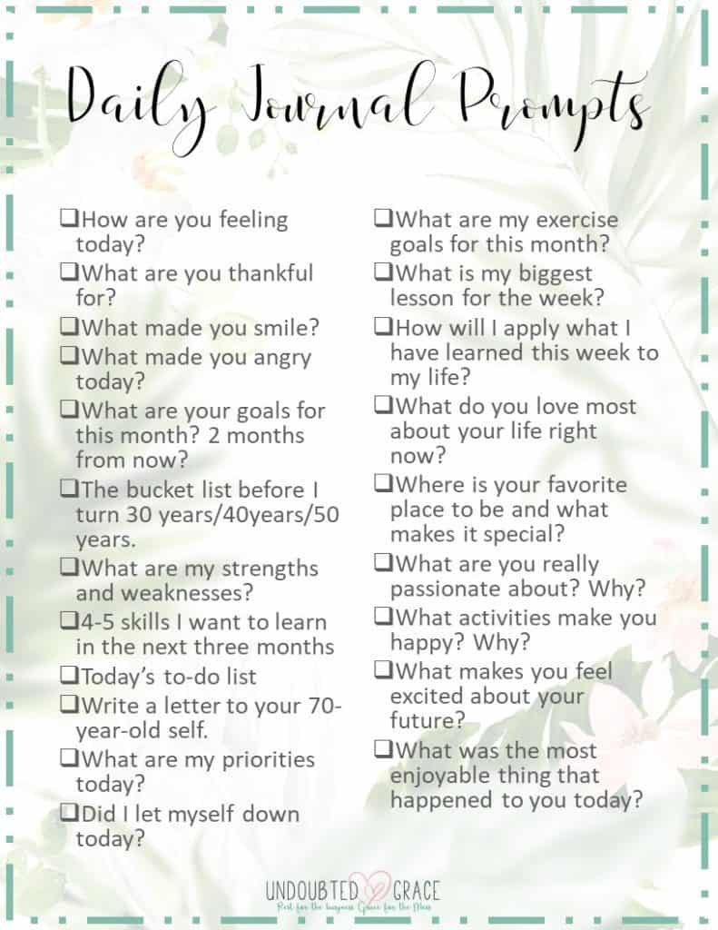 journal prompts, daily journal prompts, things to write in your journal