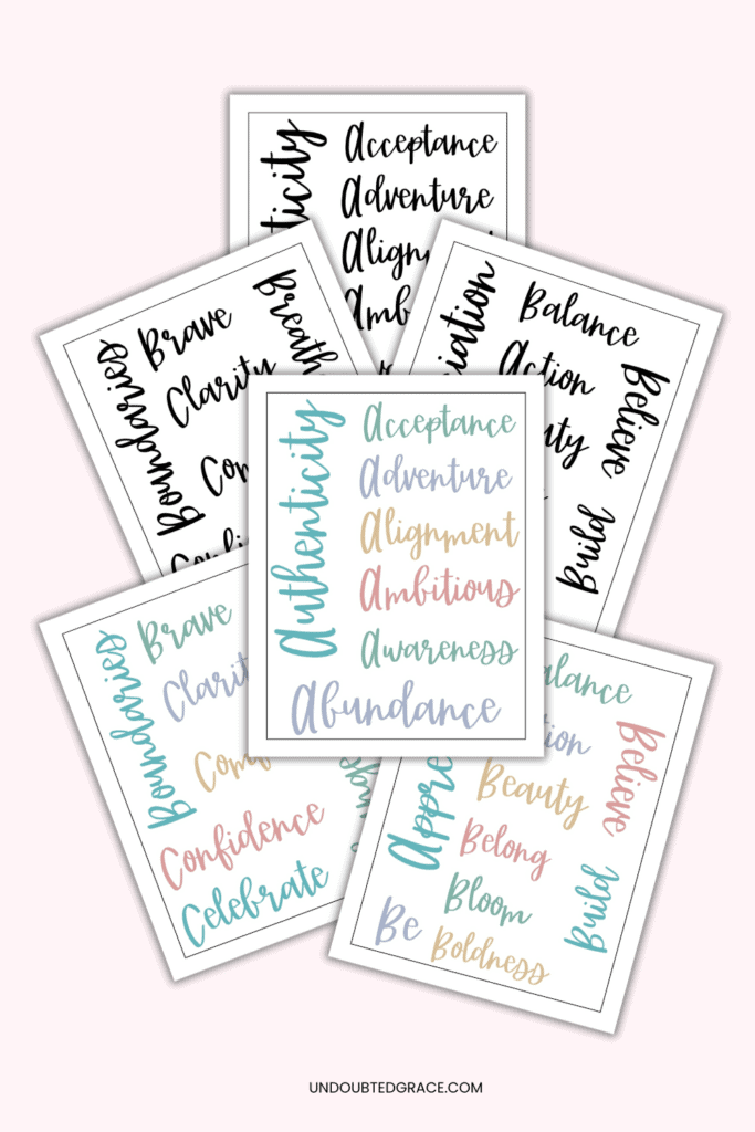 Printable words for your Vision Board