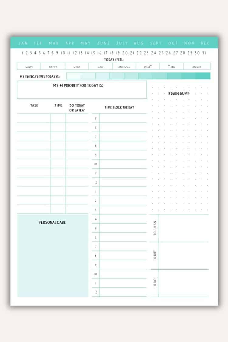 The Ultimate FREE Printable ADHD Daily Planner Template | Undoubted Grace